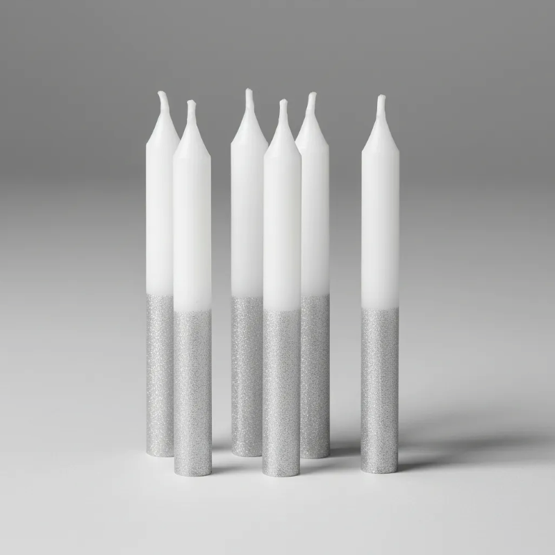 VELAS BICOLOR C/6 PLATEADO