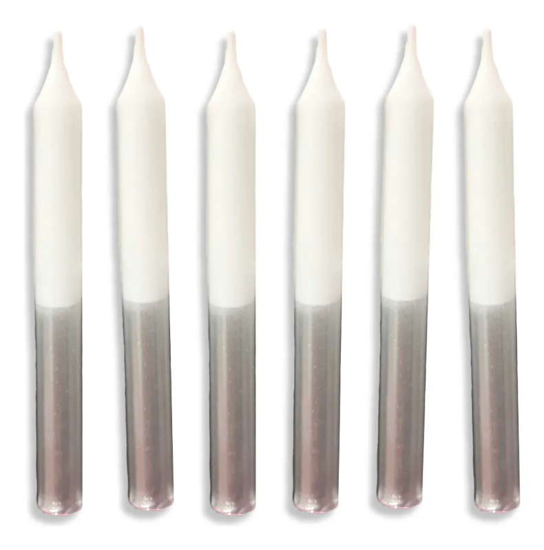 VELAS BICOLOR C/6 PLATEADO