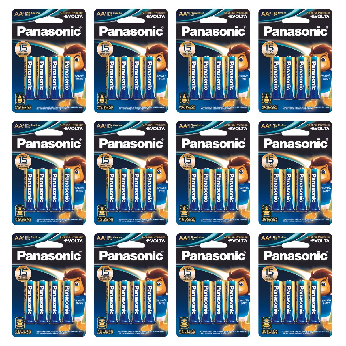 Pilas Panasonic Evolta AA Alcalinas | 12 Blíster de 4 Piezas