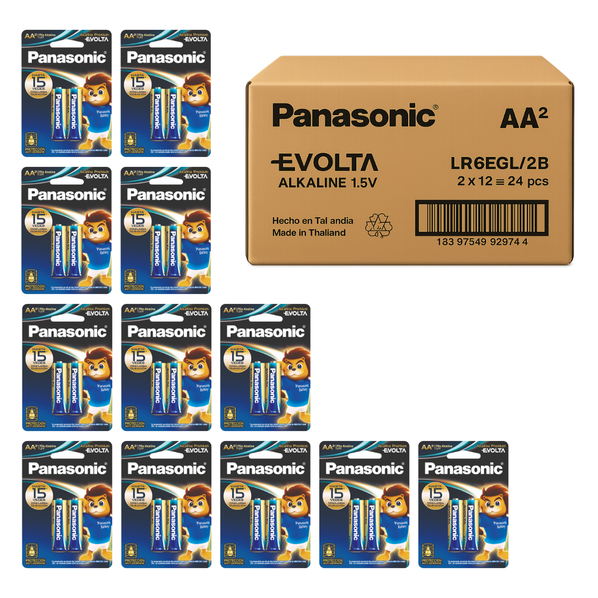 Pilas Panasonic Evolta AA Alcalinas | 12 Blíster de 2 Piezas