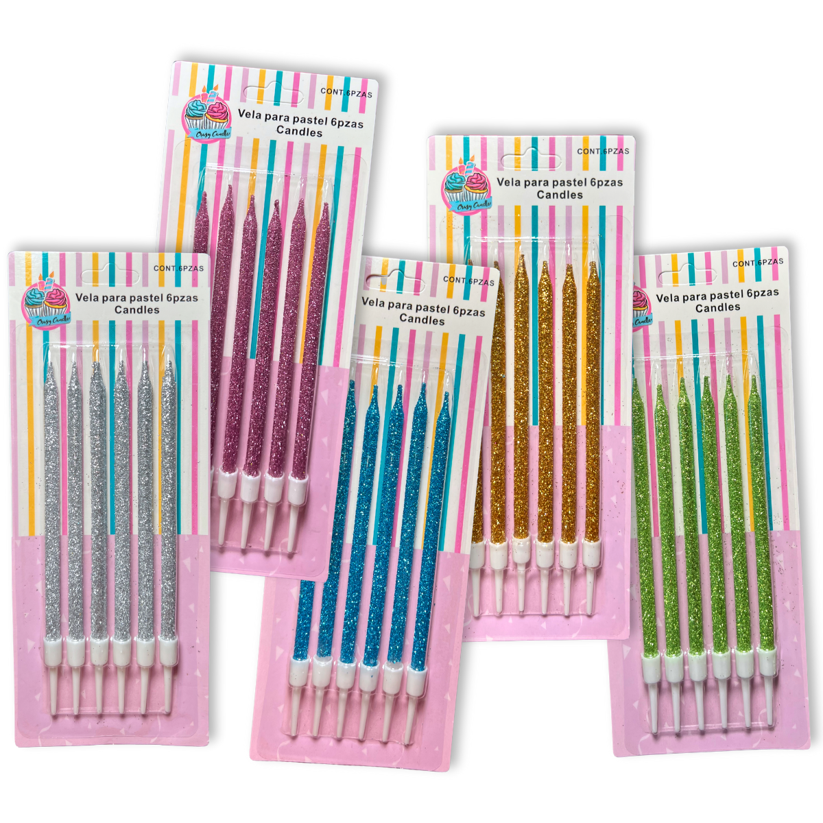 VELAS BRILLOS C/6