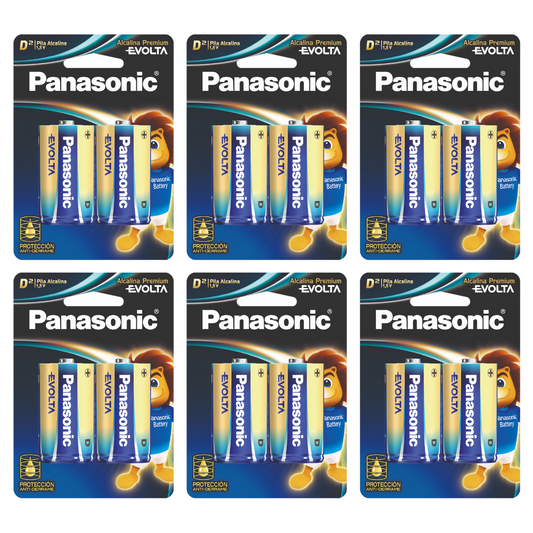 Pilas Panasonic Evolta D Alcalinas | 6 Blíster de 2 Piezas