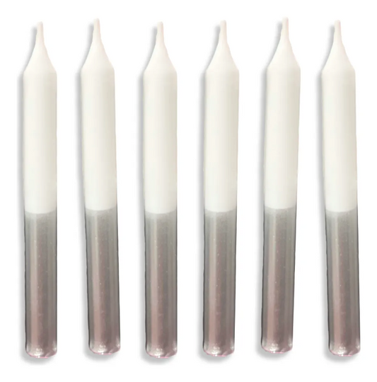 VELAS BICOLOR C/6 PLATEADO