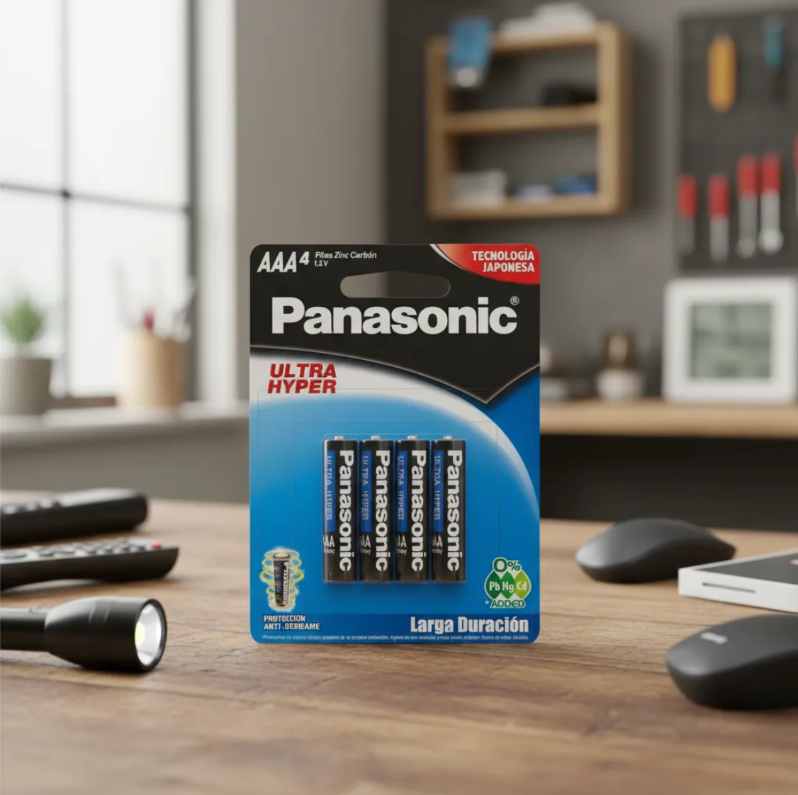 Pilas Panasonic 4 AAA Carbon Zinc Azul Ultra Hyper