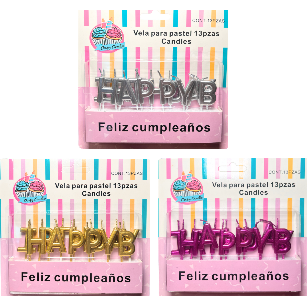 VELAS LETRAS HAPPY BIRTHDAY C/13