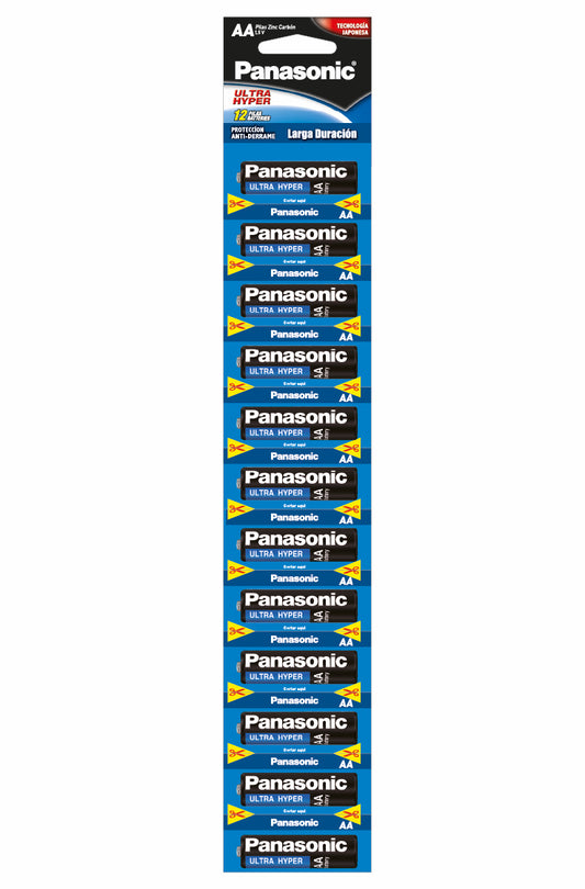 Pilas Panasonic AA c/12 Carbon Zinc Azul Ultra Hyper