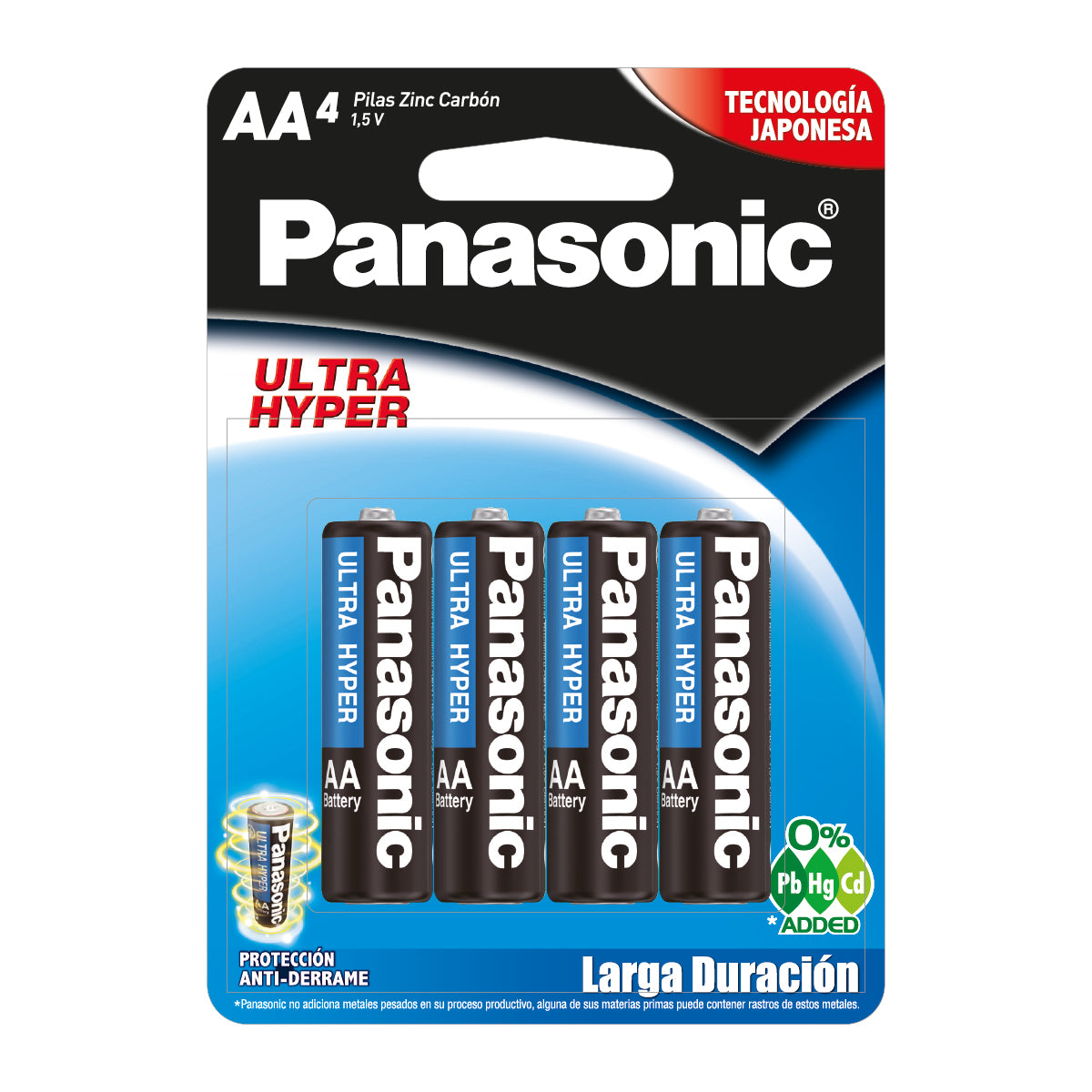 Pilas Panasonic 4 AA Carbon Zinc Azul Ultra Hyper