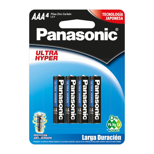 Pilas Panasonic 4 AAA Carbon Zinc Azul Ultra Hyper