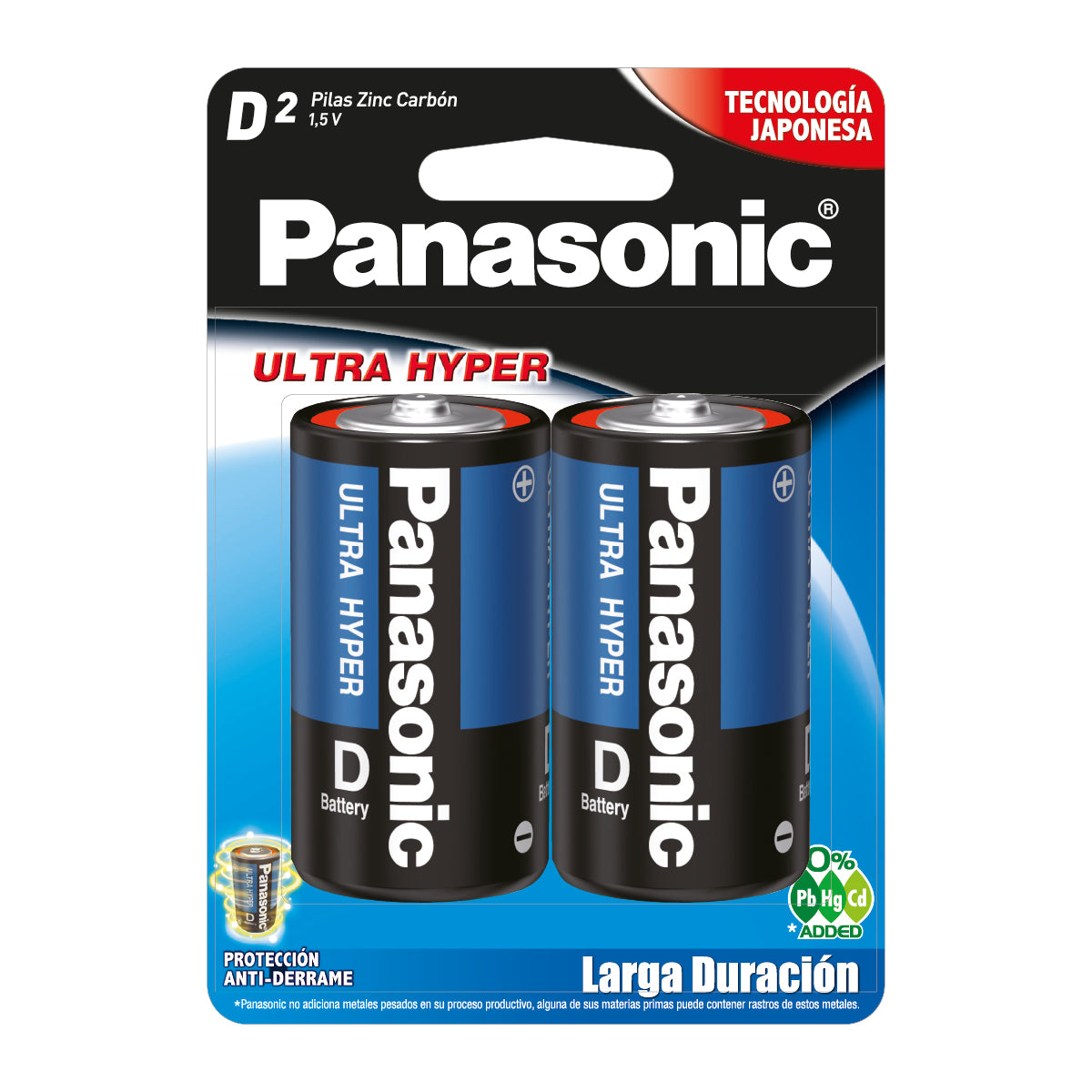 Pilas Panasonic D c/2 Carbon Zinc Azul Ultra Hyper